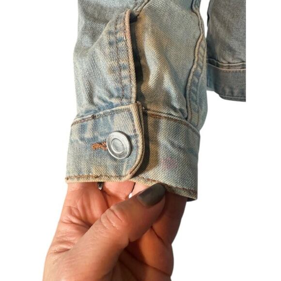 Design Lab Lord & Taylor Light Blue Patch Streetwear Denim Jean Jacket Women Med - Picture 10 of 12